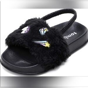 Tombik Toddler Girls Slides Faux Fur Sandals
